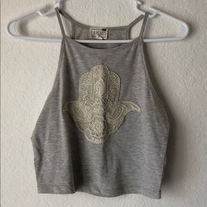 Gray Hamsa crop top